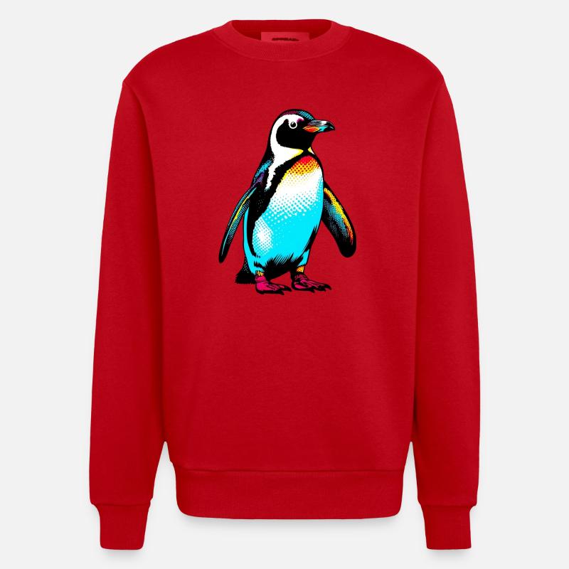 Pinguin - Heavyweight Oversized Organic Crew Neck Made in EU - Rot