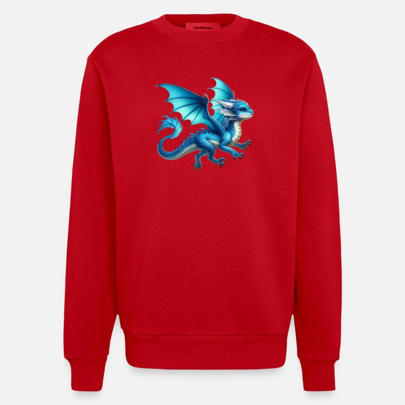 Drache - Heavyweight Oversized Organic Crew Neck Made in EU - Rot