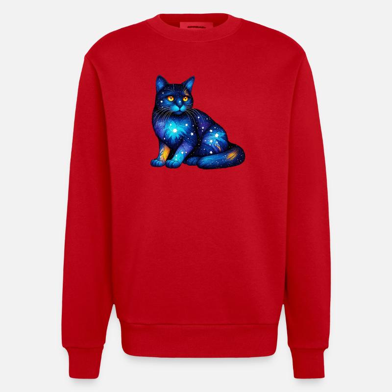 Cat - Heavyweight Oversized Organic Crew Neck Made in EU - red