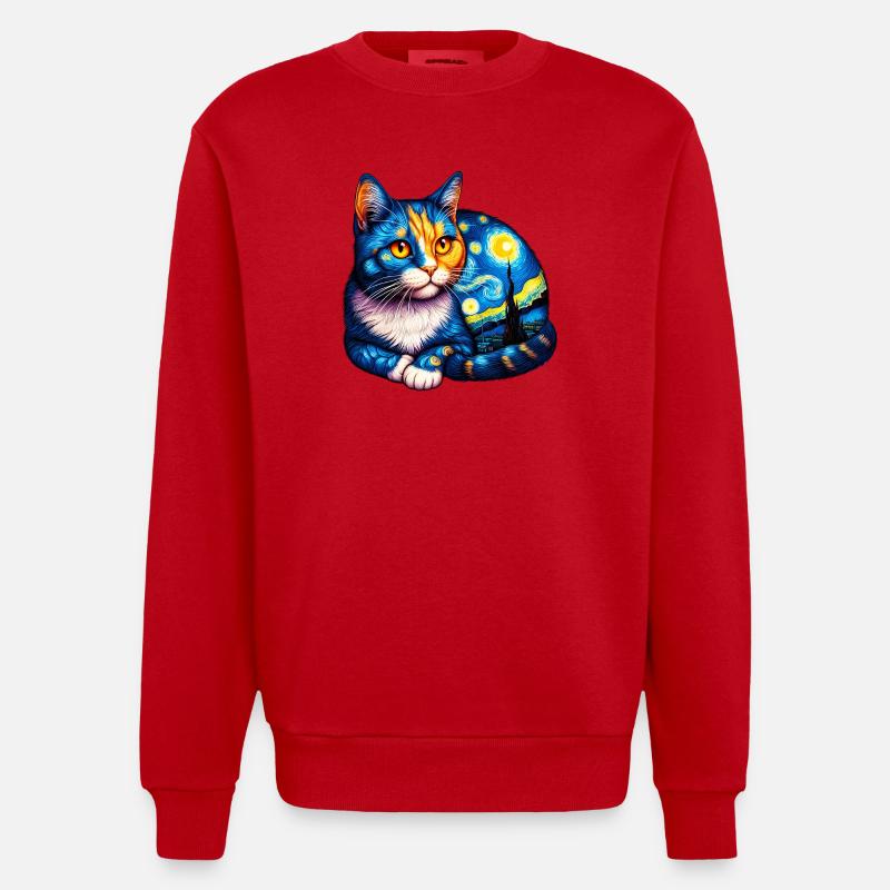 Chat - Sweat bio épais oversize fabriqué en UE - rouge