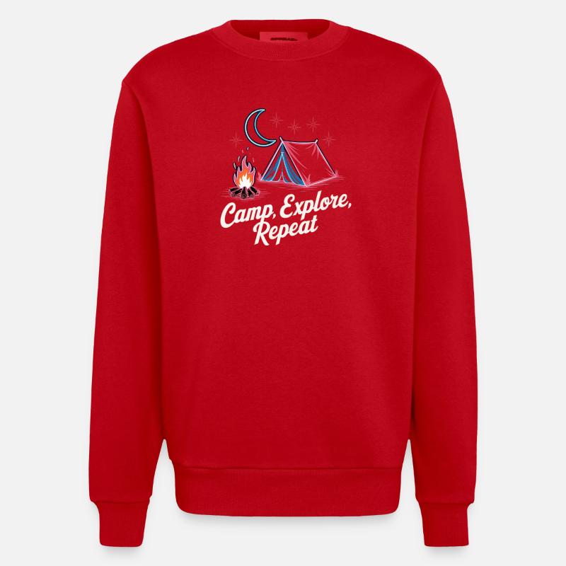 Camp Explore Repeat - Sweat bio épais oversize fabriqué en UE - rouge