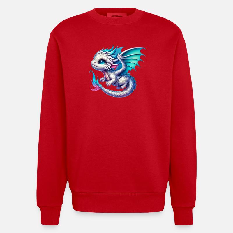 Drache - Heavyweight Oversized Organic Crew Neck Made in EU - Rot