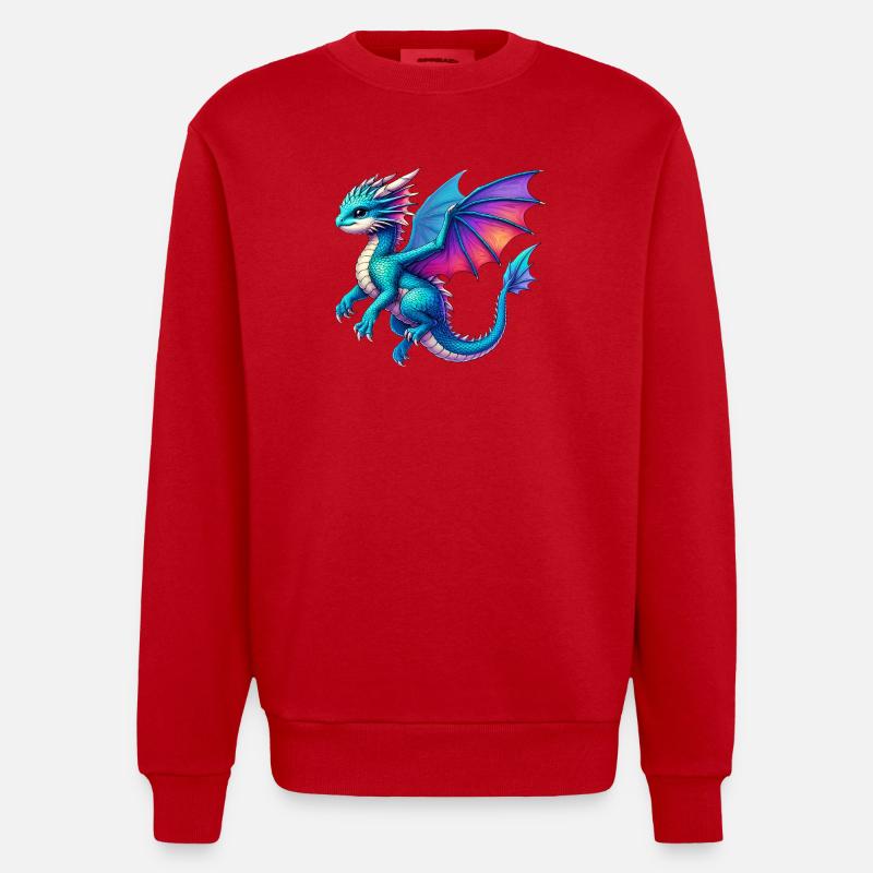 Drache - Heavyweight Oversized Organic Crew Neck Made in EU - Rot