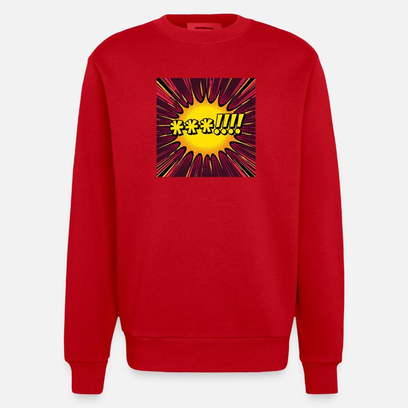 Comic Explosion Gelb-Pop - Heavyweight Oversized Organic Crew Neck Made in EU - Rot