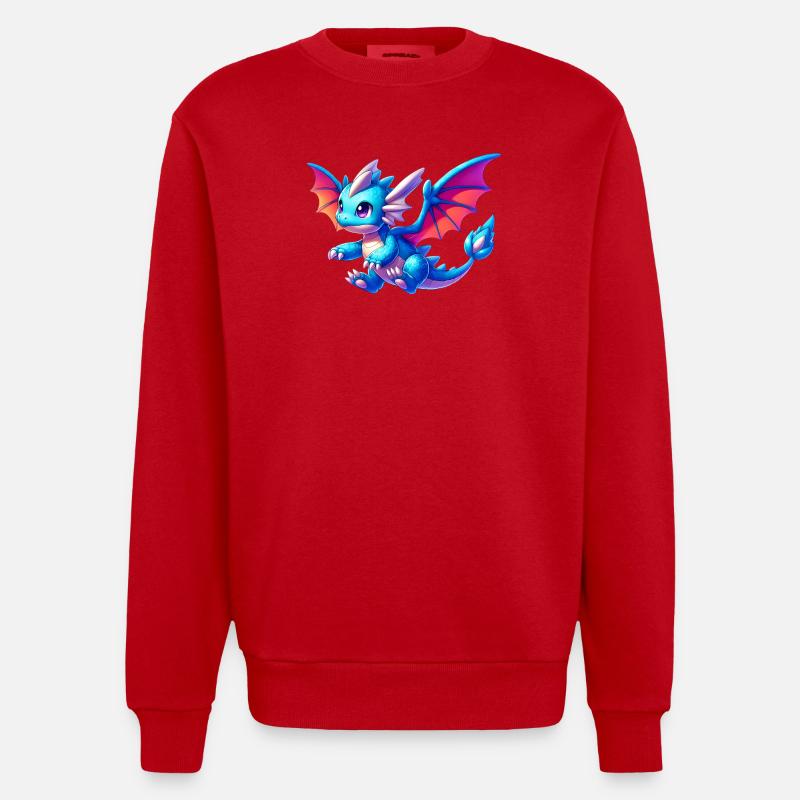 Drache - Heavyweight Oversized Organic Crew Neck Made in EU - Rot