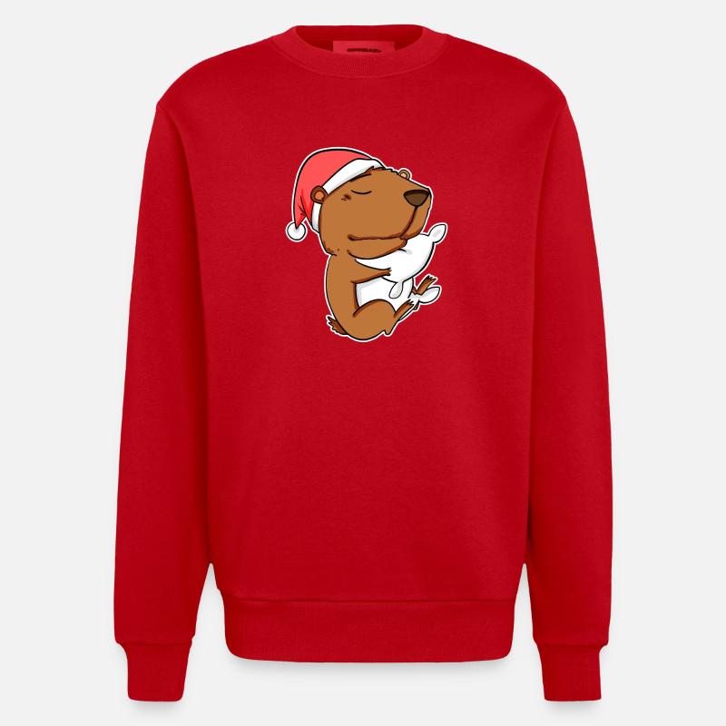 Capybara Cadeau Capybara - Sweat bio épais oversize fabriqué en UE - rouge