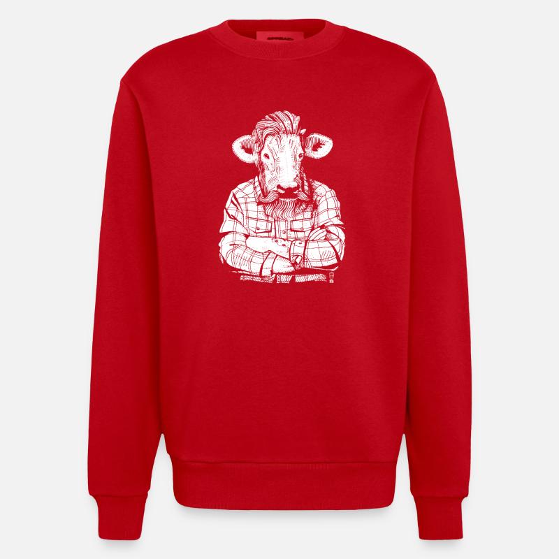 Mister Boeuf (version blanche) - Sweat bio épais oversize fabriqué en UE - rouge