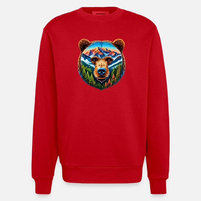 Bear - Heavyweight Oversized Organic Crew Neck Made in EU - red