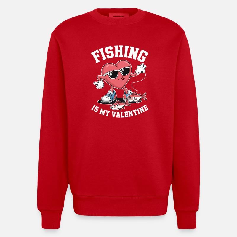 La pêche, c’est ma Saint-Valentin - Sweat bio épais oversize fabriqué en UE - rouge