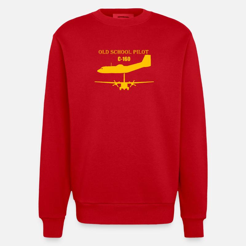 Pilote à l’ancienne C-160 - Sweat bio épais oversize fabriqué en UE - rouge