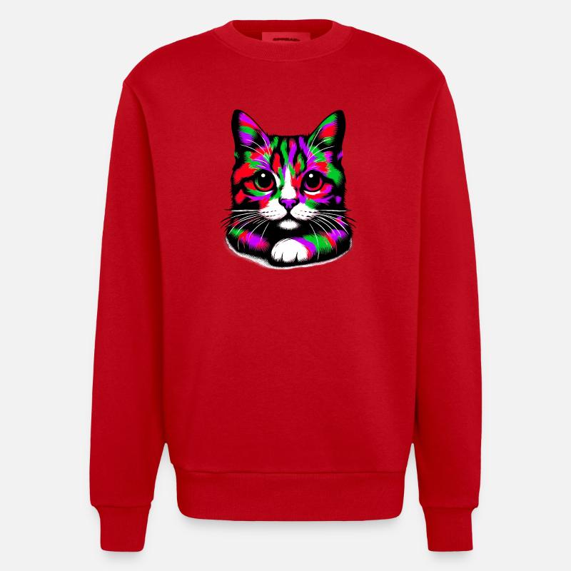 Chat - Sweat bio épais oversize fabriqué en UE - rouge