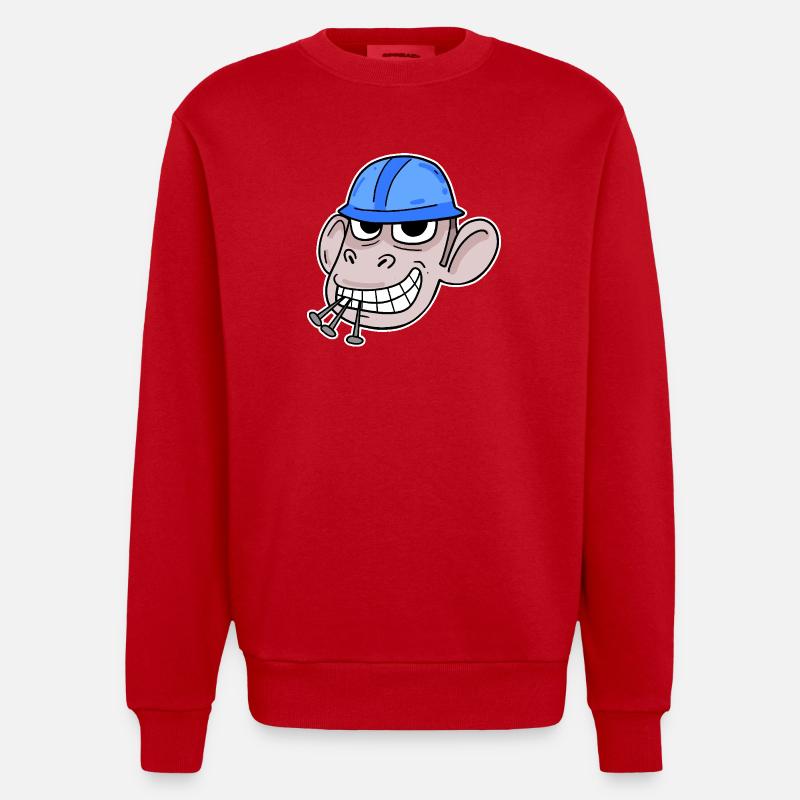 Affe Baustelle Bauarbeiter - Heavyweight Oversized Organic Crew Neck Made in EU - Rot