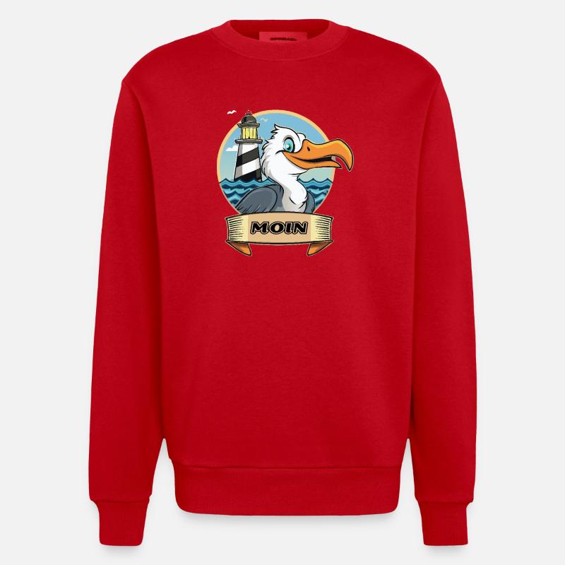 Moin -Möve avec phare - Sweat bio épais oversize fabriqué en UE - rouge