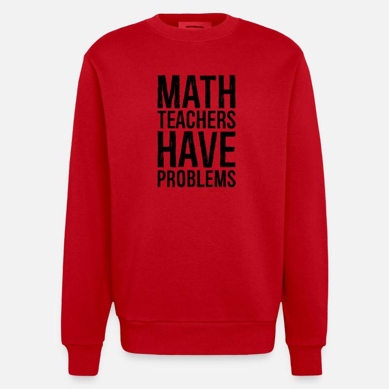 math teachers have problems - Heavyweight Oversized Organic Crew Neck Made in EU - red
