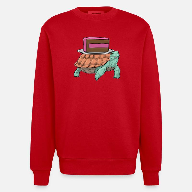 Turtle Cake - Heavyweight Oversized Organic Crew Neck Made in EU - red