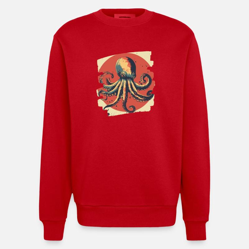 Pieuvre Pieuvre - Sweat bio épais oversize fabriqué en UE - rouge