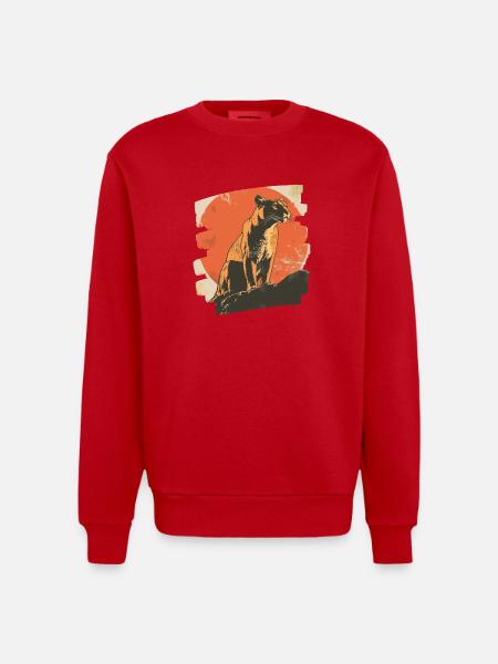 Lion from mountain Retro - Heavyweight Oversized Organic Crew Neck Made in EU - red