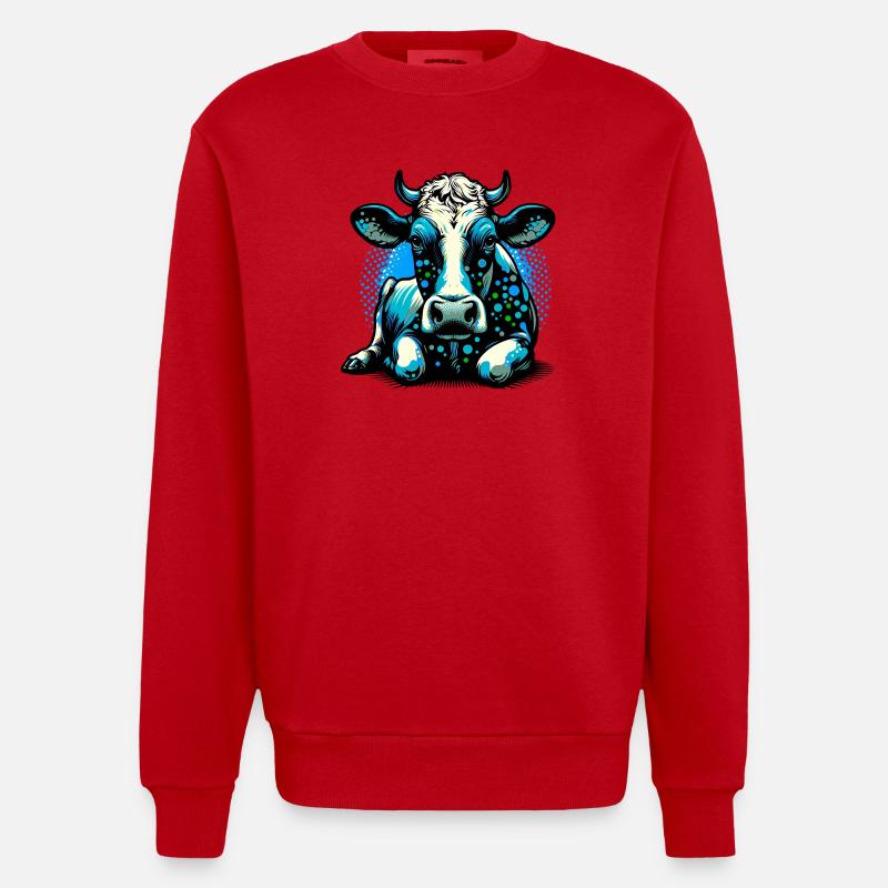 Vache - Sweat bio épais oversize fabriqué en UE - rouge