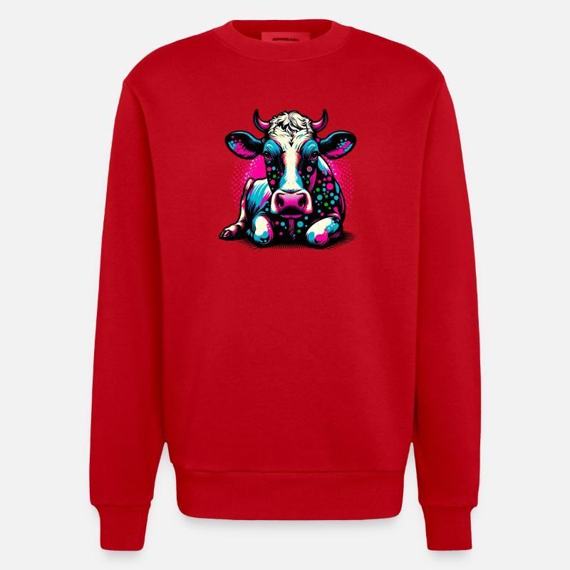 Kuh - Heavyweight Oversized Organic Crew Neck Made in EU - Rot