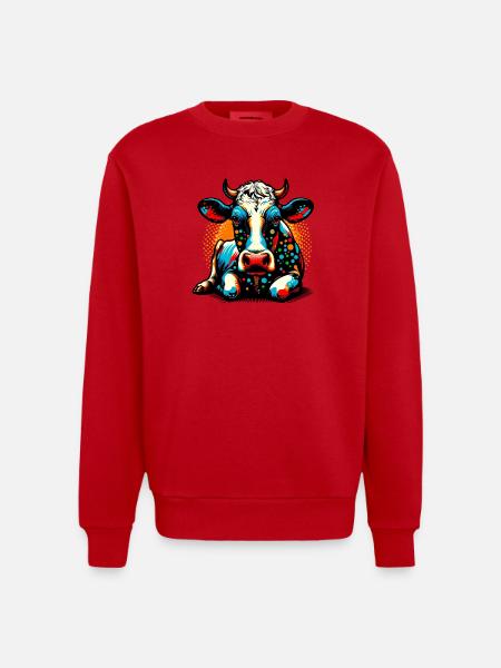 Vache - Sweat bio épais oversize fabriqué en UE - rouge