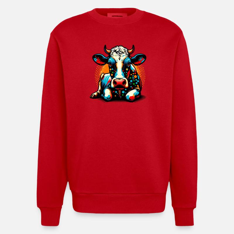 Vache - Sweat bio épais oversize fabriqué en UE - rouge