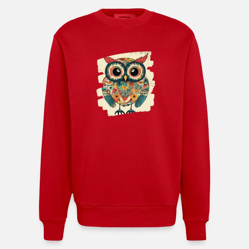 Eule - Heavyweight Oversized Organic Crew Neck Made in EU - Rot