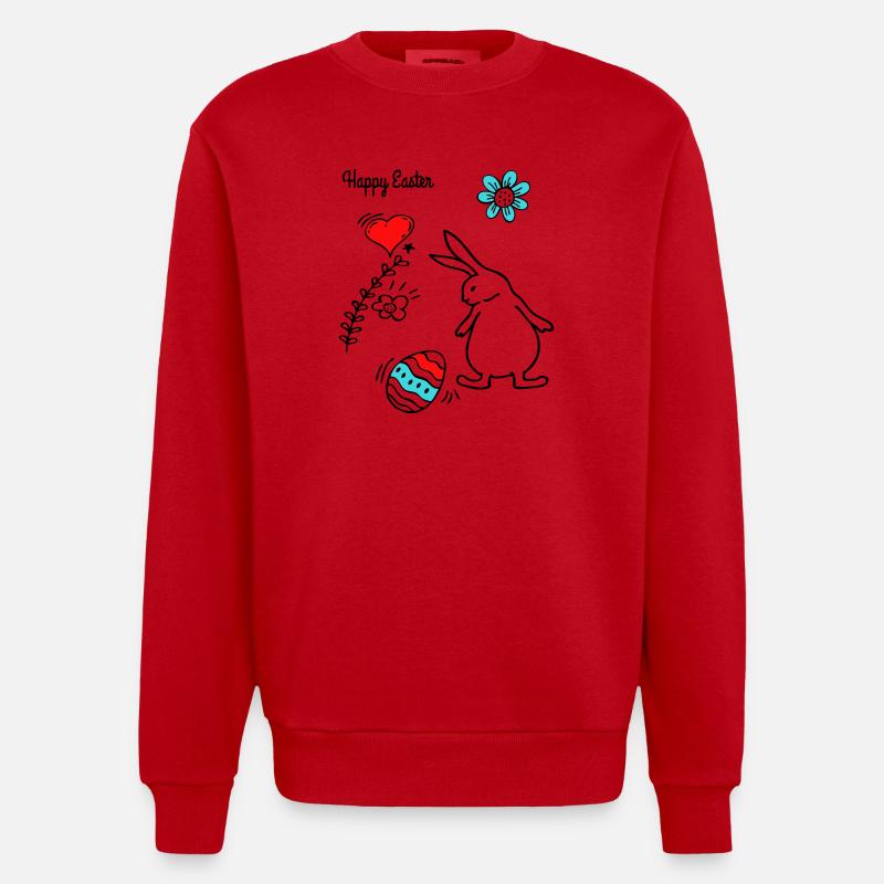 Joyeuses Pâques - Sweat bio épais oversize fabriqué en UE - rouge