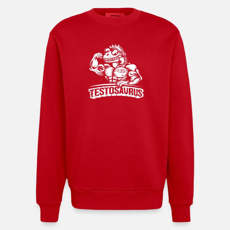 Testosaurus – Der muskulöse Cybersaurus - Heavyweight Oversized Organic Crew Neck Made in EU - Rot