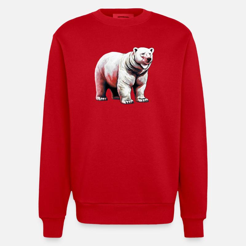 Weißer Eisbär - Heavyweight Oversized Organic Crew Neck Made in EU - Rot