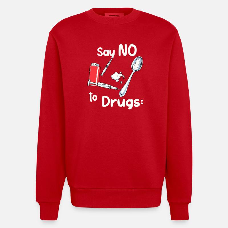 Dites NON à la drogue - Sweat bio épais oversize fabriqué en UE - rouge