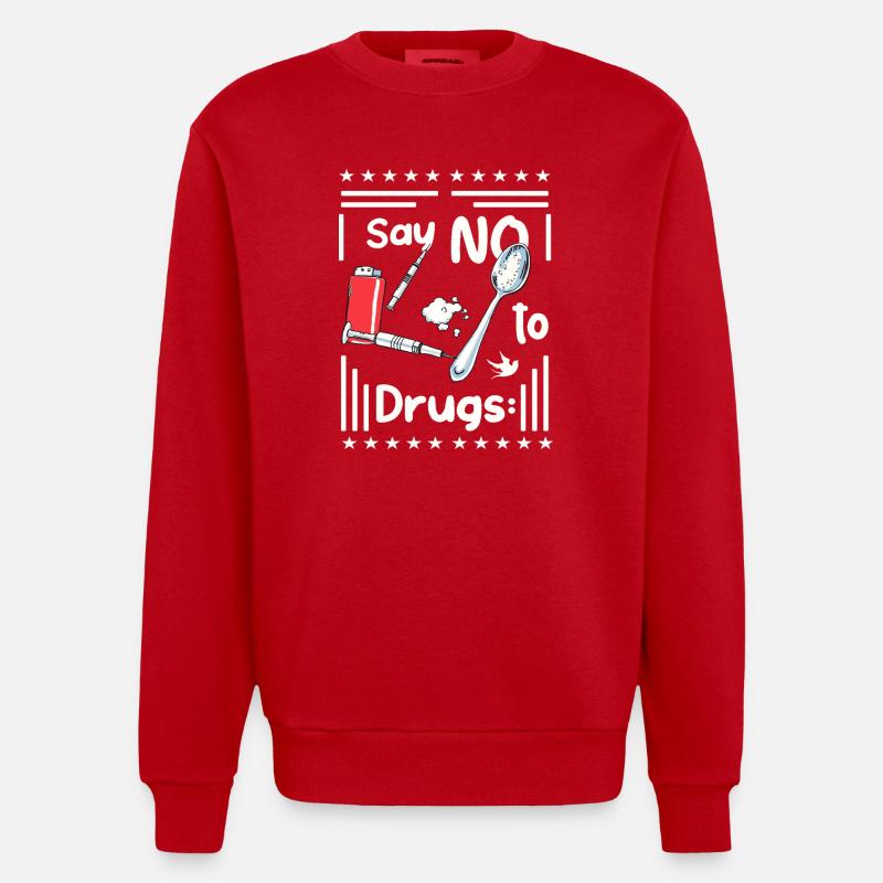 Dites NON à la drogue - Sweat bio épais oversize fabriqué en UE - rouge