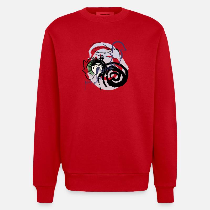 Abstract pattern - Heavyweight Oversized Organic Crew Neck Made in EU - red