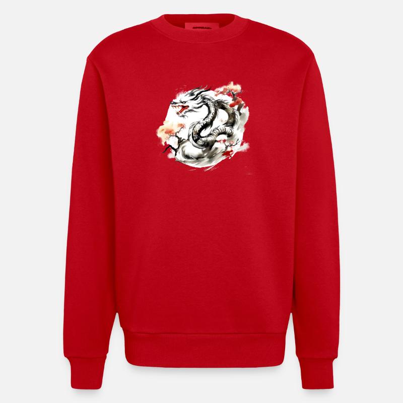 Chinesisches Sternzeichen Drache - Heavyweight Oversized Organic Crew Neck Made in EU - Rot