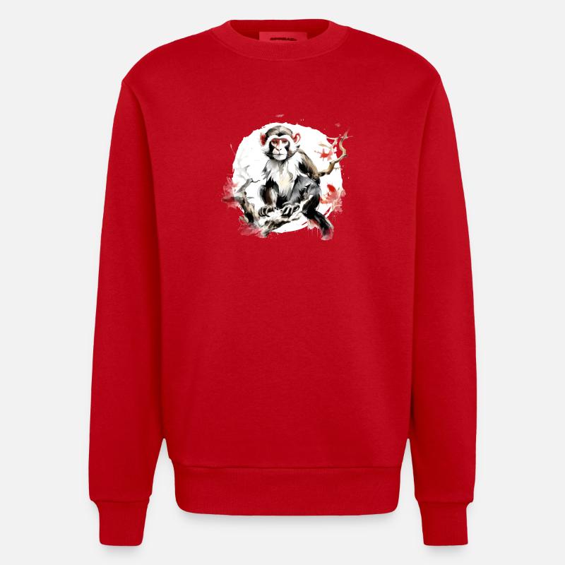 Chinesisches Sternzeichen Affe - Heavyweight Oversized Organic Crew Neck Made in EU - Rot