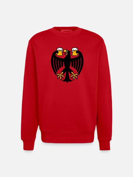Germany Beer Federal Eagle - Heavyweight Oversized Organic Crew Neck Made in EU - red