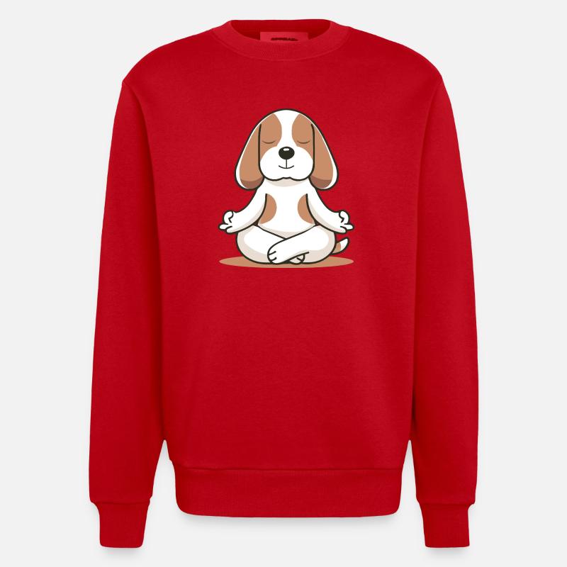 Meditierender Beagle – Ruhe & Achtsamkeit - Heavyweight Oversized Organic Crew Neck Made in EU - Rot