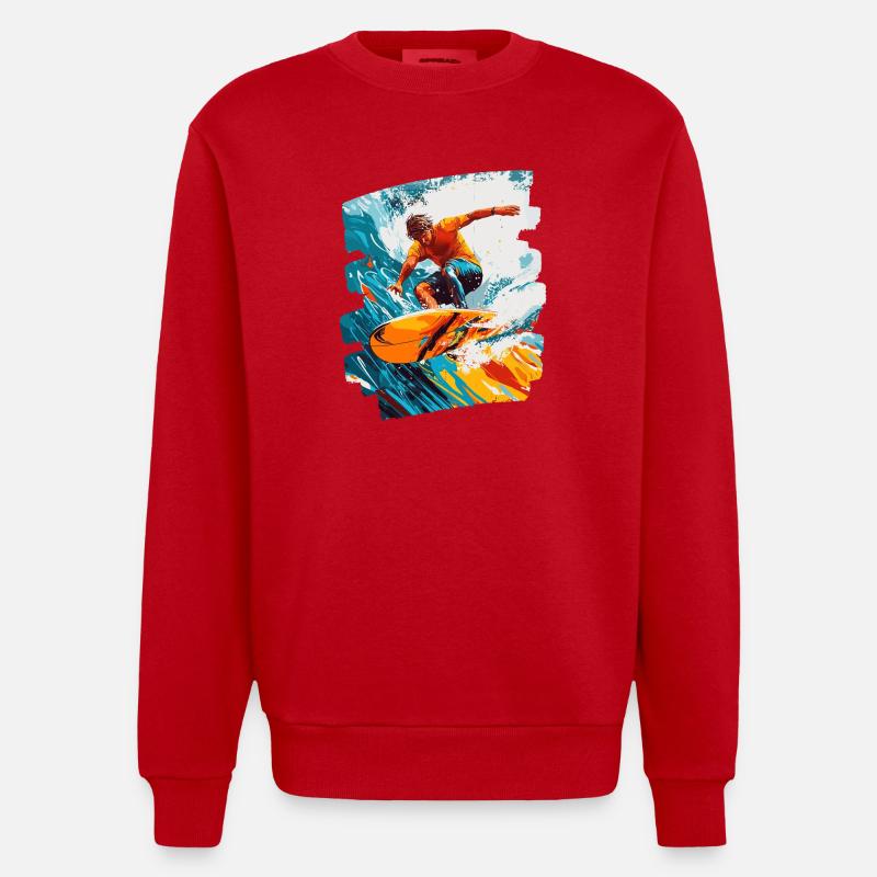 Surfeur Surf Planche de surf Surf - Sweat bio épais oversize fabriqué en UE - rouge