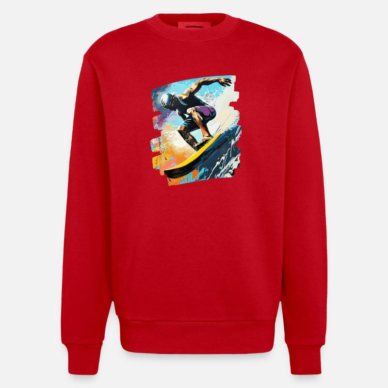 Surfeur Surf Planche de surf Surf - Sweat bio épais oversize fabriqué en UE - rouge