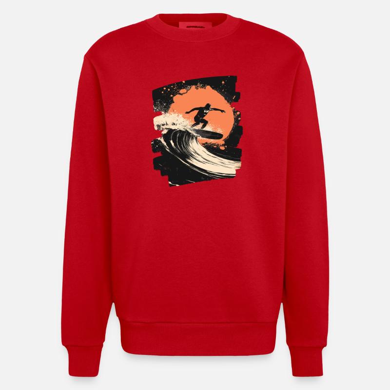 Surfeur Surf Planche de surf Surf - Sweat bio épais oversize fabriqué en UE - rouge