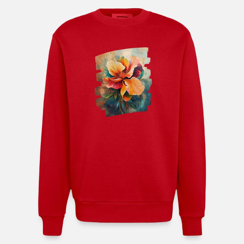 Printemps Printemps Début Fleur Fleurs - Sweat bio épais oversize fabriqué en UE - rouge