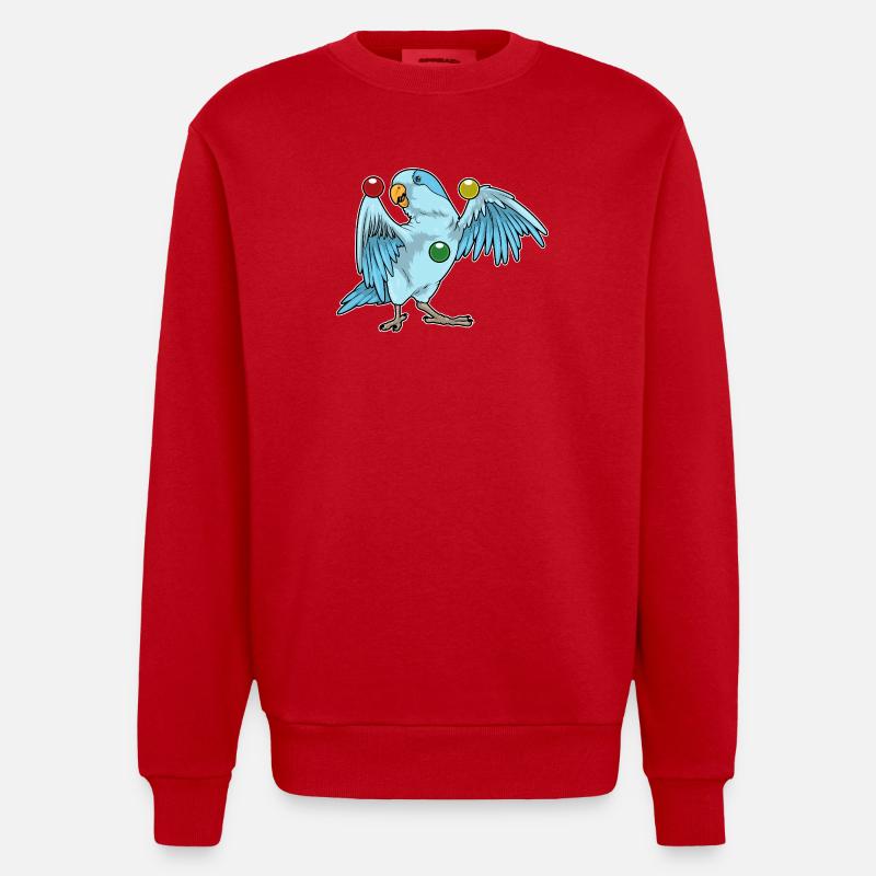 Jongleur perroquet jonglant - Sweat bio épais oversize fabriqué en UE - rouge