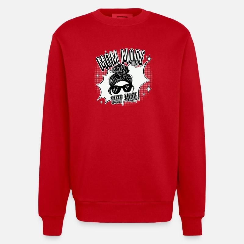 Mode Maman Activé – Mode veille désactivé - Sweat bio épais oversize fabriqué en UE - rouge