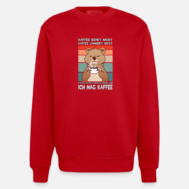Lustige Morgenmuffel Kaffee Sprüche  - Heavyweight Oversized Organic Crew Neck Made in EU - Rot