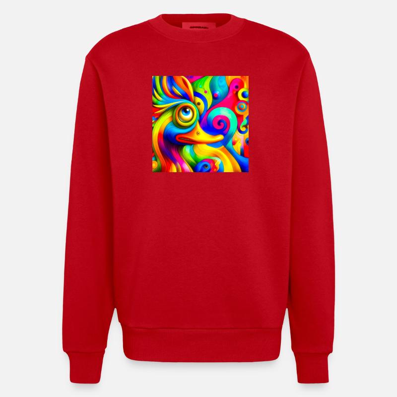 Gemälde von einer ente - Heavyweight Oversized Organic Crew Neck Made in EU - Rot