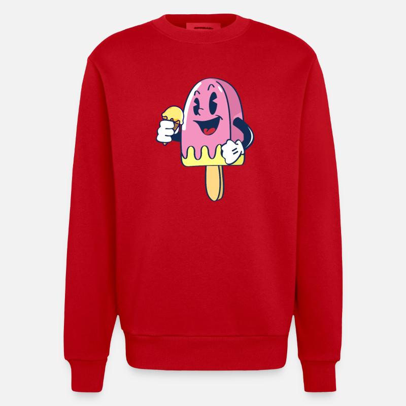 Fröhlicher Kindereis Charakter Eiscreme Eis - Sweat bio épais oversize fabriqué en UE - rouge