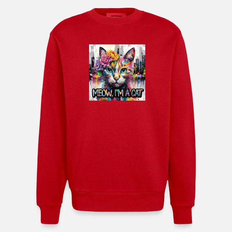 Chat astucieux Version 2 - Sweat bio épais oversize fabriqué en UE - rouge