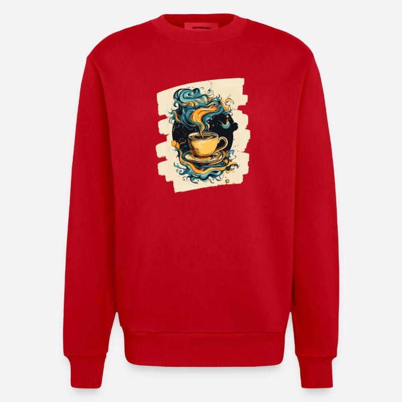 Coffee Coffee Coffee Lovers - Heavyweight Oversized Organic Crew Neck Made in EU - red