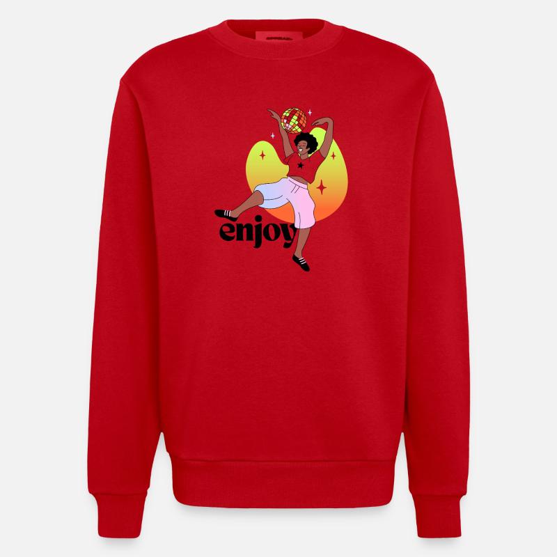 illustration de danse disco joyeuse - Sweat bio épais oversize fabriqué en UE - rouge