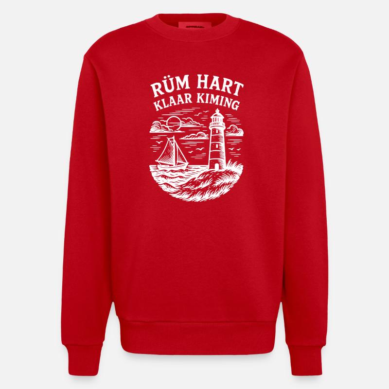 Rüm Hart - Clair Kiming - blanc - Sweat bio épais oversize fabriqué en UE - rouge