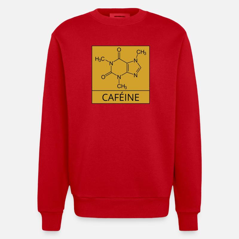 molécule de caféine - Sweat bio épais oversize fabriqué en UE - rouge